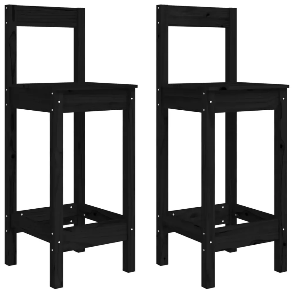 barstole 2 stk. 40x41,5x112 cm massivt fyrretræ ebony