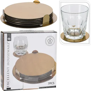 Coaster i messing m. holder - 5 stk