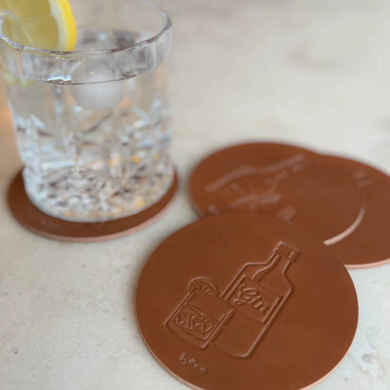 Coasters - Whisky, rom, cognac og gin (4 stk) Roed