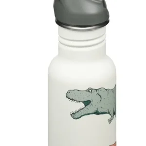 Klean Kanteen Kid's vandflaske i rust-proof stål med Flip Seal Sport Cap og sugerør, Dino Skate, 355 ml