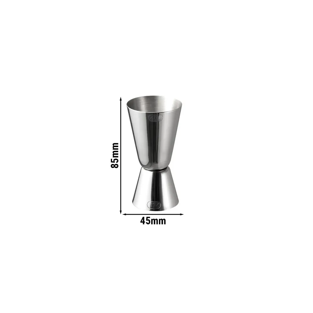 (6 stk.) Barmål - rustfrit metal - 2cl & 4cl - udvendig mærkning