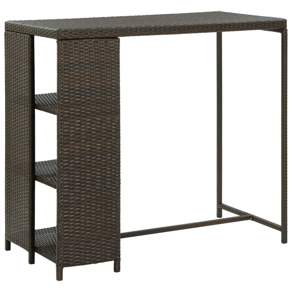 Barbord Med Opbevaringsstativ 120X60X110 Cm Polyrattan Graa