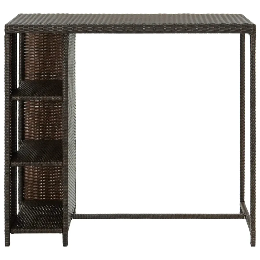 Barbord Med Opbevaringsstativ 120X60X110 Cm Polyrattan Graa
