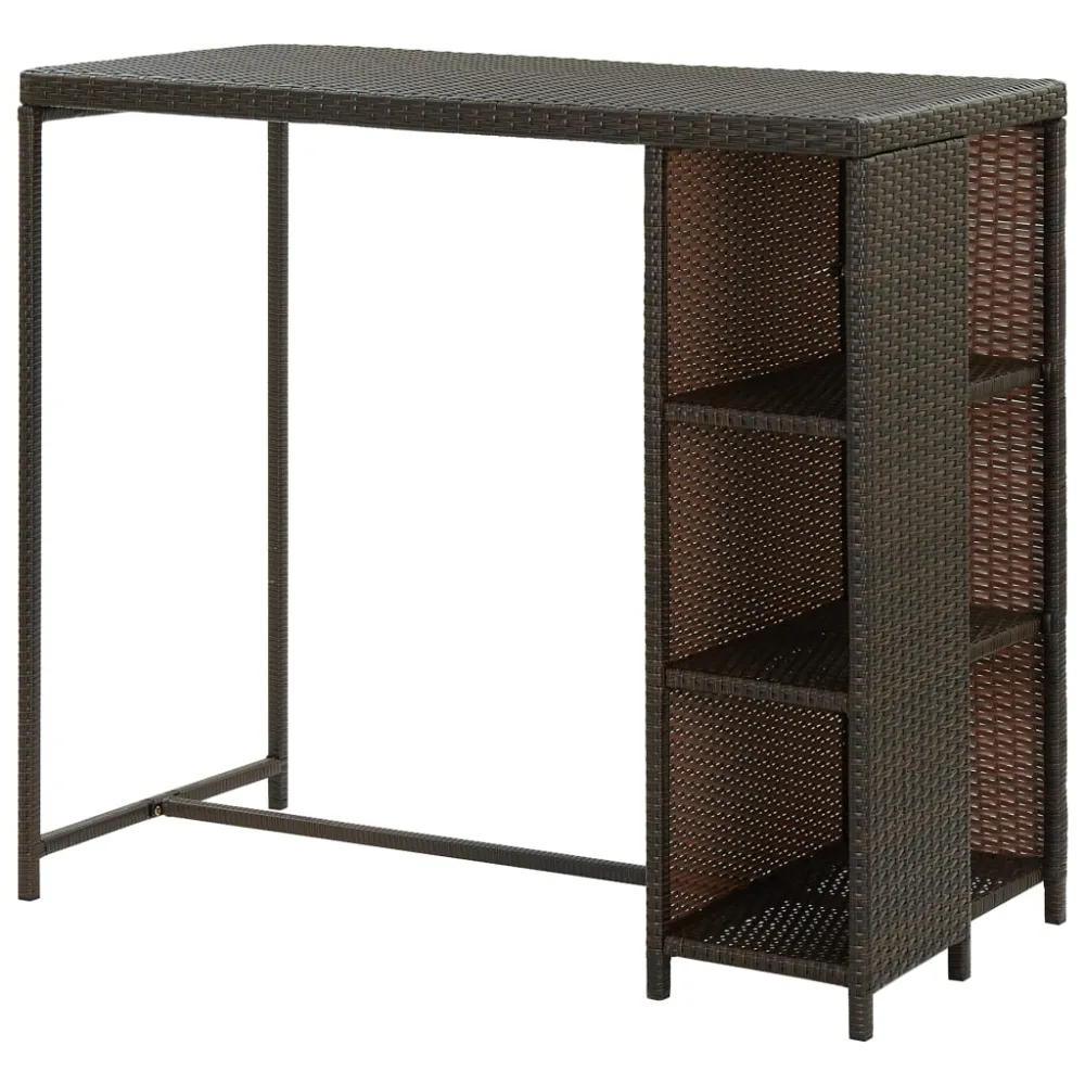 Barbord Med Opbevaringsstativ 120X60X110 Cm Polyrattan Graa