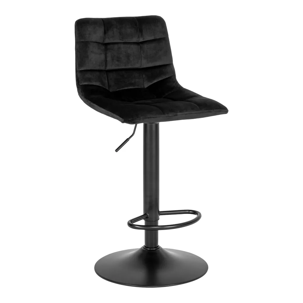 Middelfart Barstol - Barstol, Velour, Onyx, Sorte Ben Hn1207 ⎮ Sæt af 2 stk.