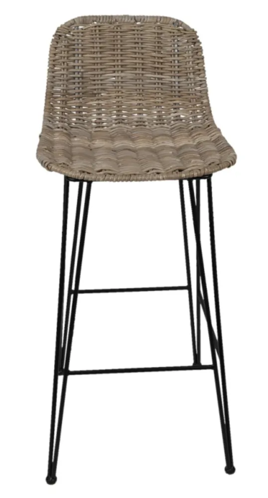 Barstol med rattanflet – Brun