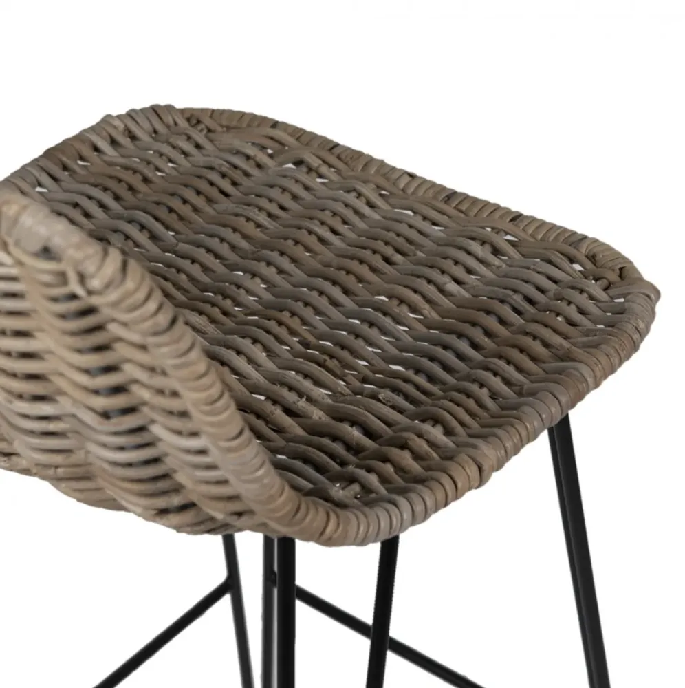 Barstol med rattanflet – Brun