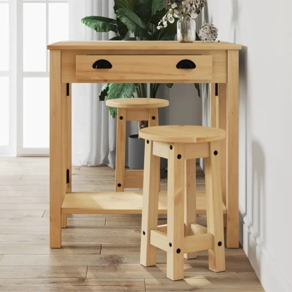 Solid Wood Barstole Massivt Fyrretræ Brun
