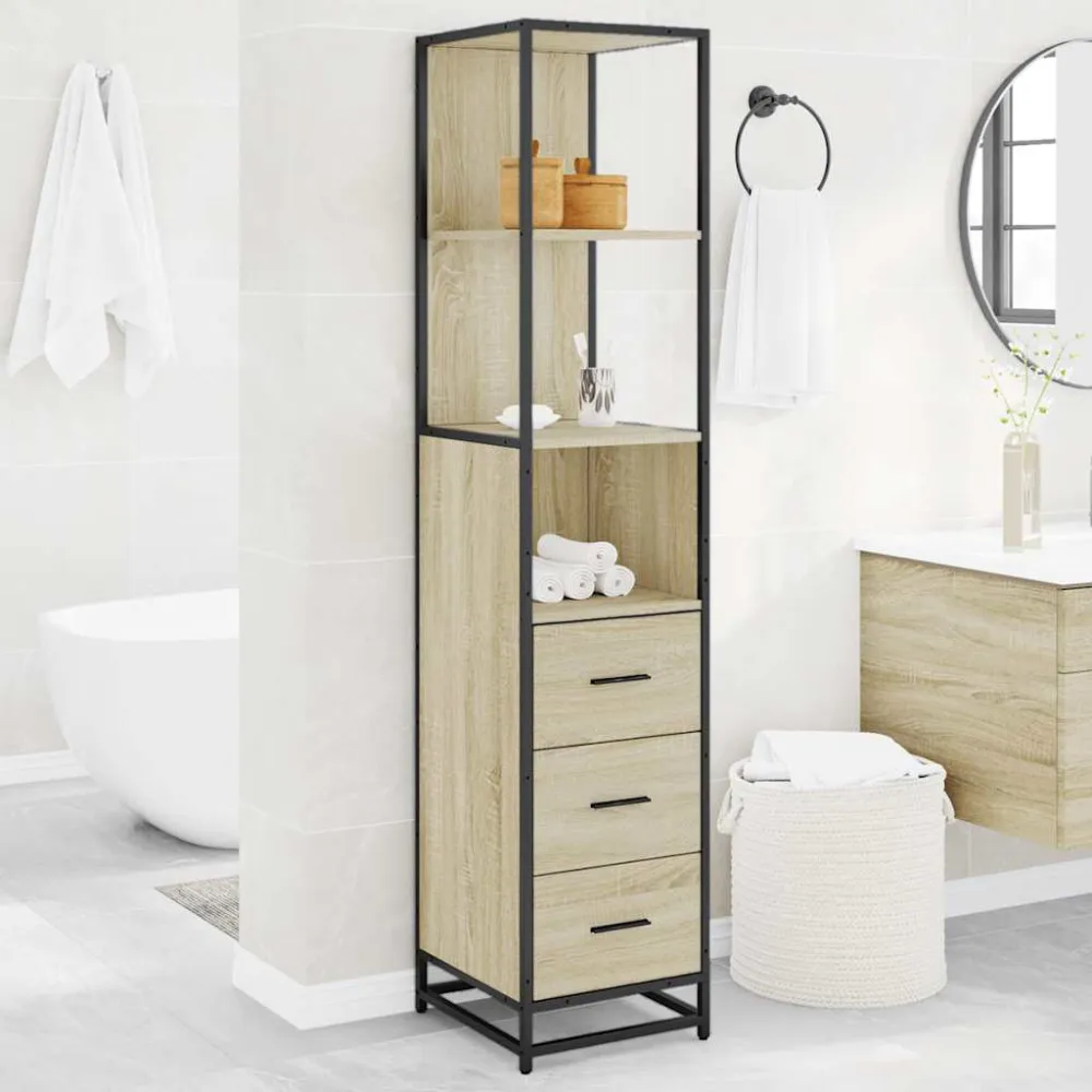 badeværelsesskab 35x37,5x166 cm formulated træ sonoma-eg
