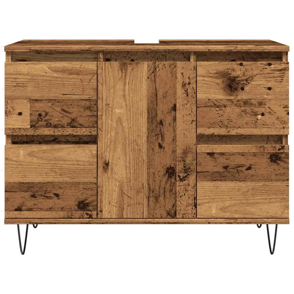 badeværelsesskab 80x33x60 cm indbygget træ gammelt træ-look