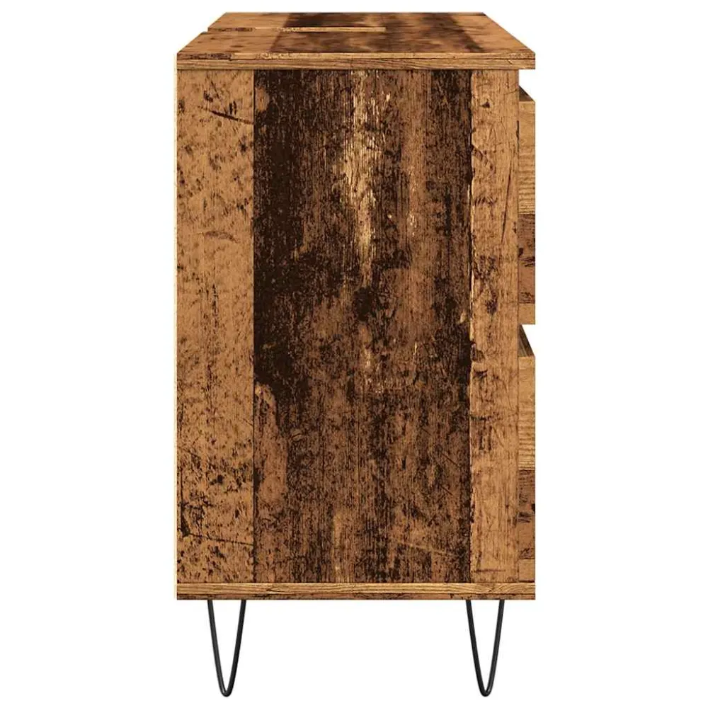 badeværelsesskab 80x33x60 cm indbygget træ gammelt træ-look