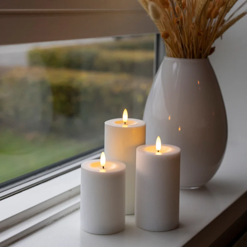 LED BLOKLYS 3 STK. MED FJERNBETJENING