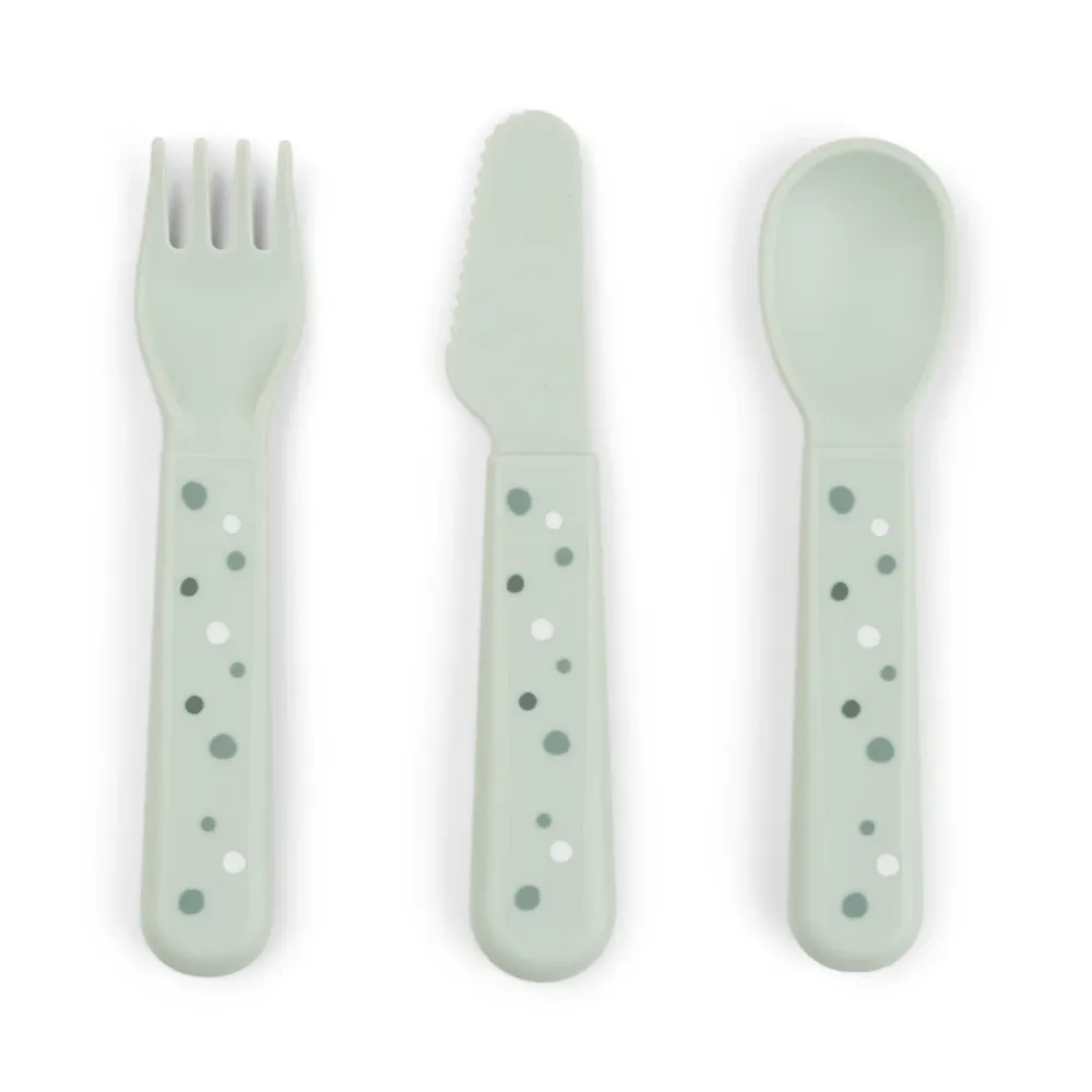 Foodie bestiksæt - Happy dots - Grøn Done by Deer