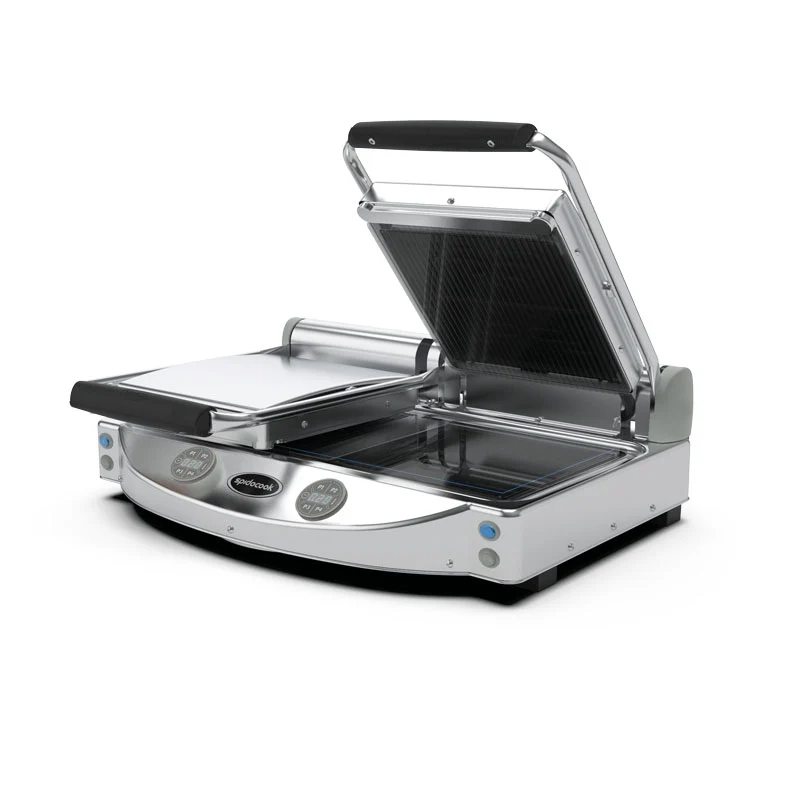 Spidocook XPRO SP020XR - Glaskeramisk kontaktgrill dobbelt - Rillet topplade - Digital