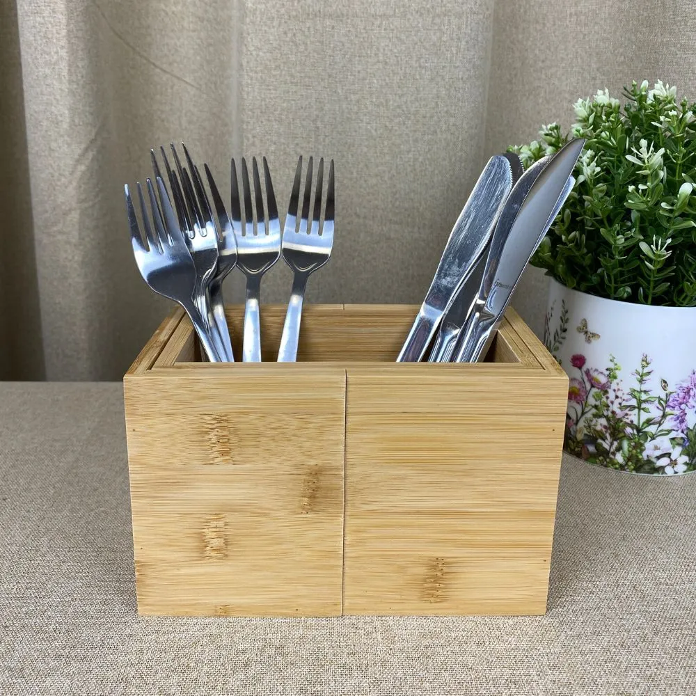 Bestikkasse justerbar - i bambus - 18/27x10x12 cm