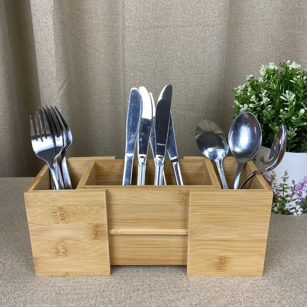 Bestikkasse justerbar - i bambus - 18/27x10x12 cm