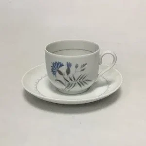 Bing & Grøndahl Demeter / Hvid Kornblomst Kaffe og Underkop No 102