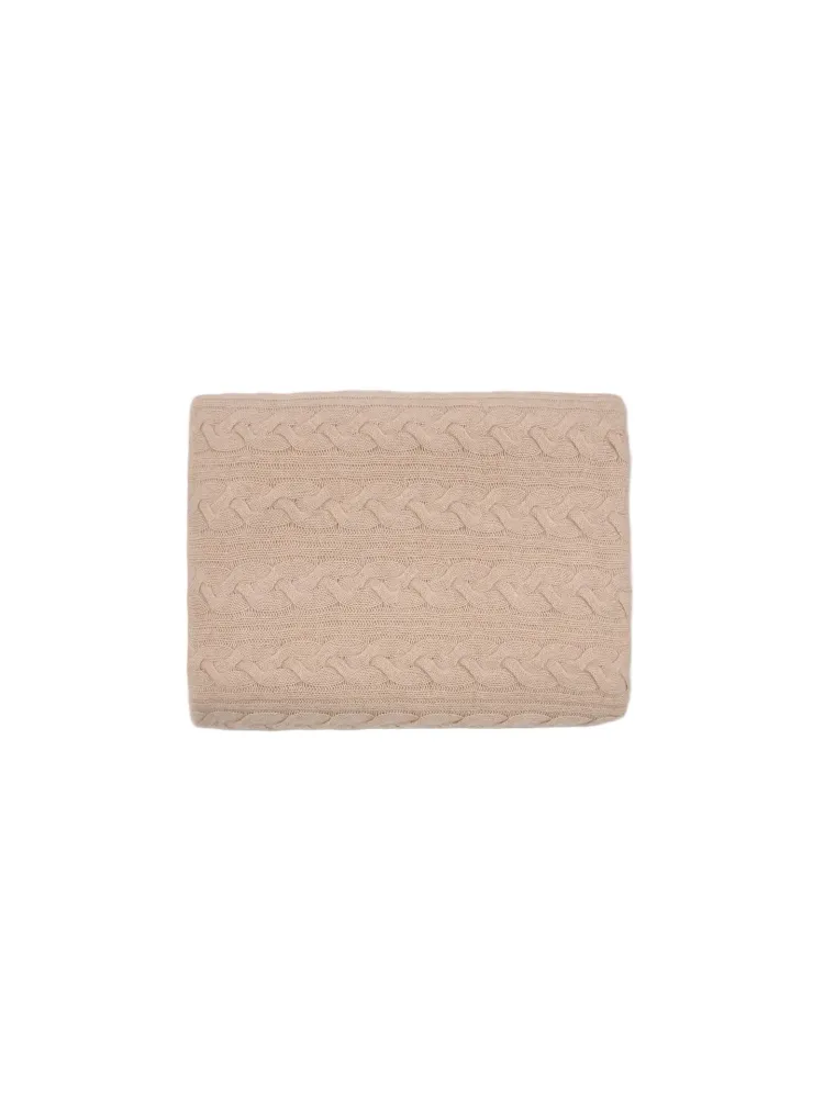 Økologisk farve Cashmere Kabelstrik Tæppe Gobi Cashmere