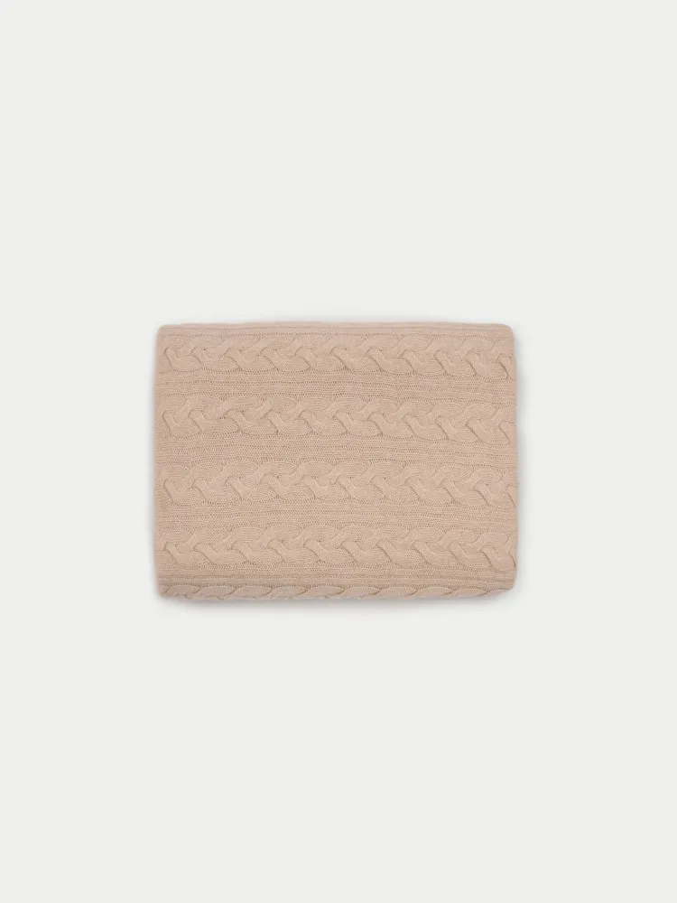 Økologisk farve Cashmere Kabelstrik Tæppe Gobi Cashmere
