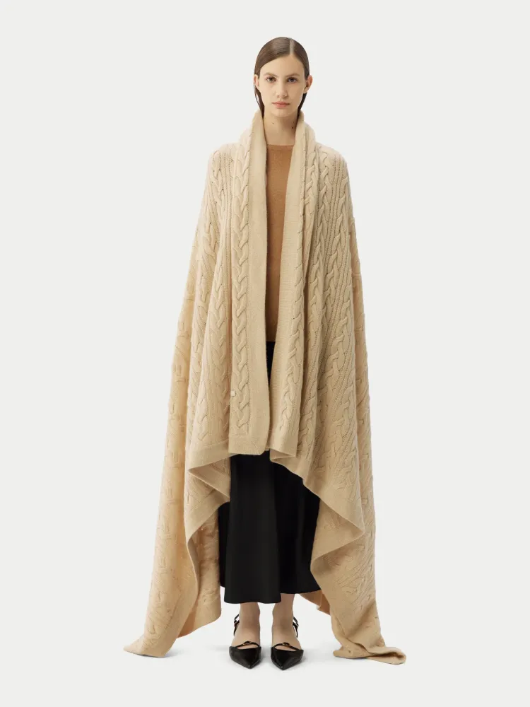 Økologisk farve Cashmere Kabelstrik Tæppe Gobi Cashmere
