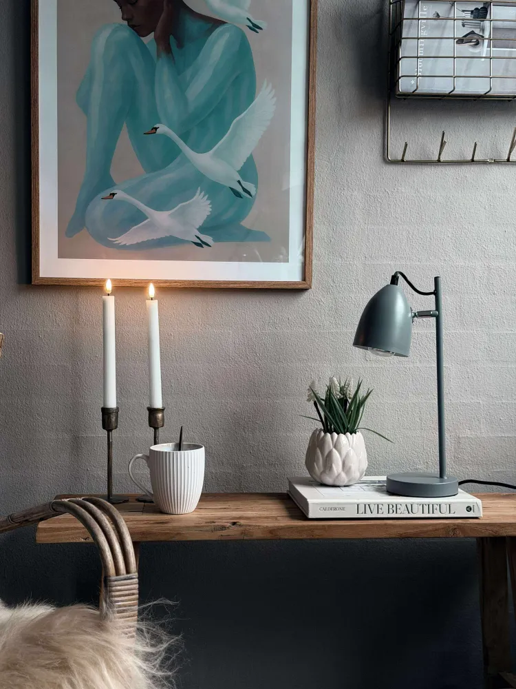 Bordlampe - Grå metal