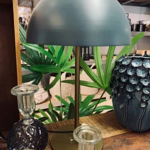 Bordlampe - petroleumsblå og messing