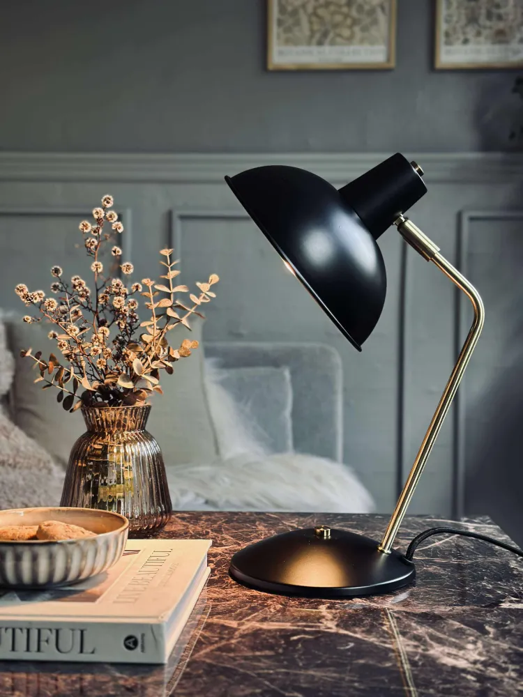 Bordlampe Retro - Sort / guld