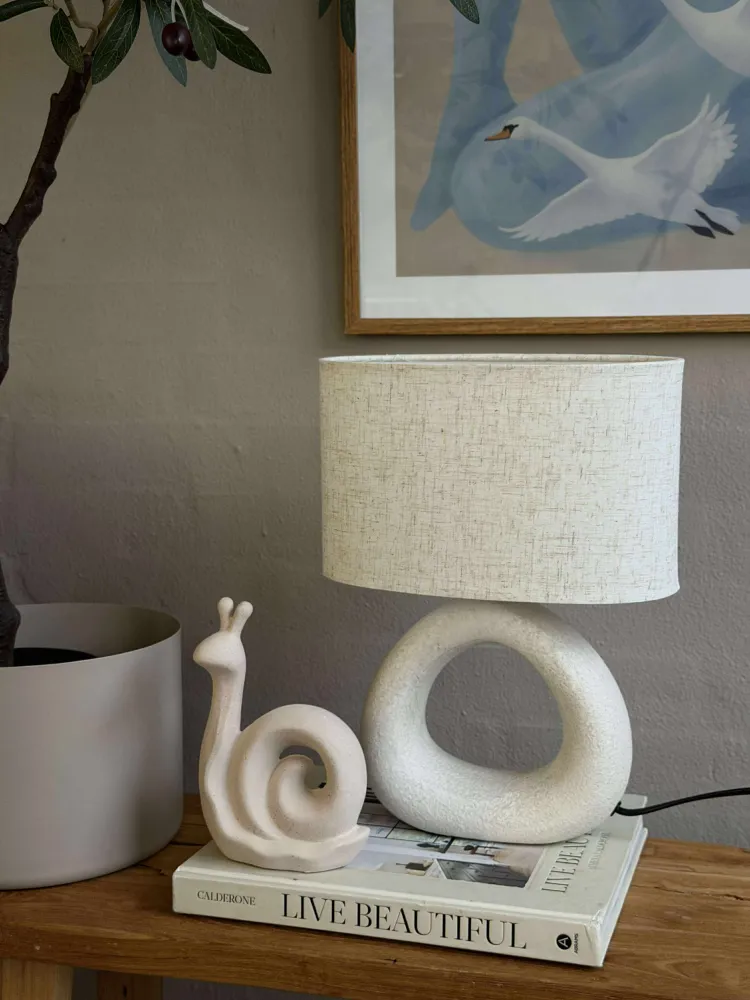 Bordlampe STONEWARE - Lys Natur
