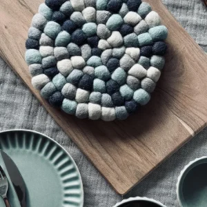 Bordskåner DOTS - Blå mix uld
