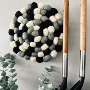 Bordskåner DOTS - Sort uld mix