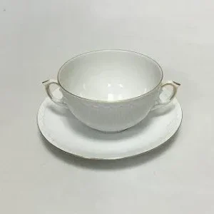 Royal Copenhagen Tradition Hvid Halvblonde m. Guld Bouillon kop No 764