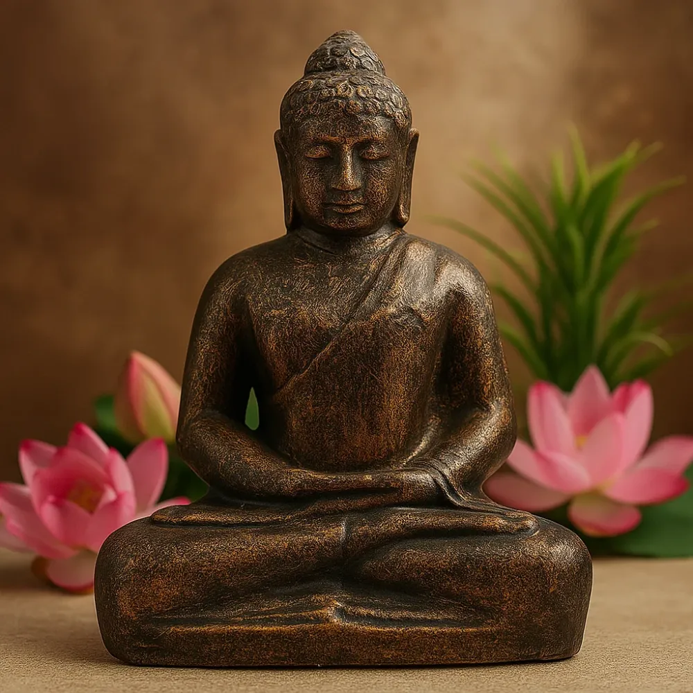 Buddha statue 0,5 m antik guld finish