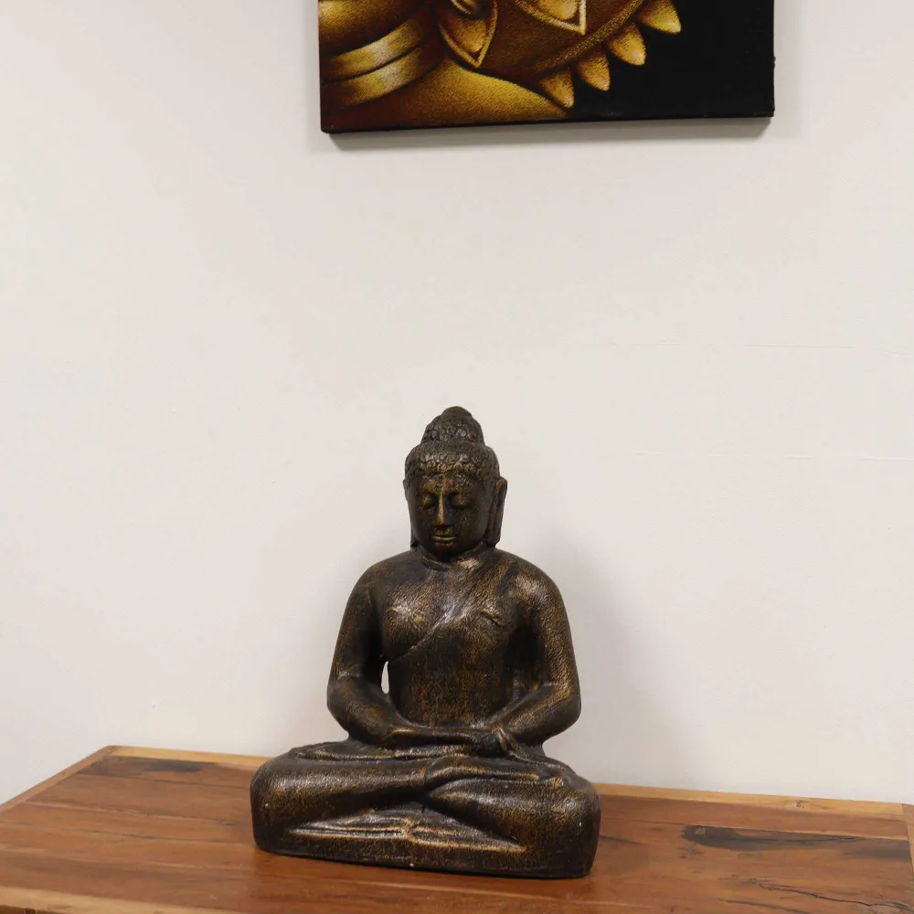 Buddha statue 0,5 m antik guld finish