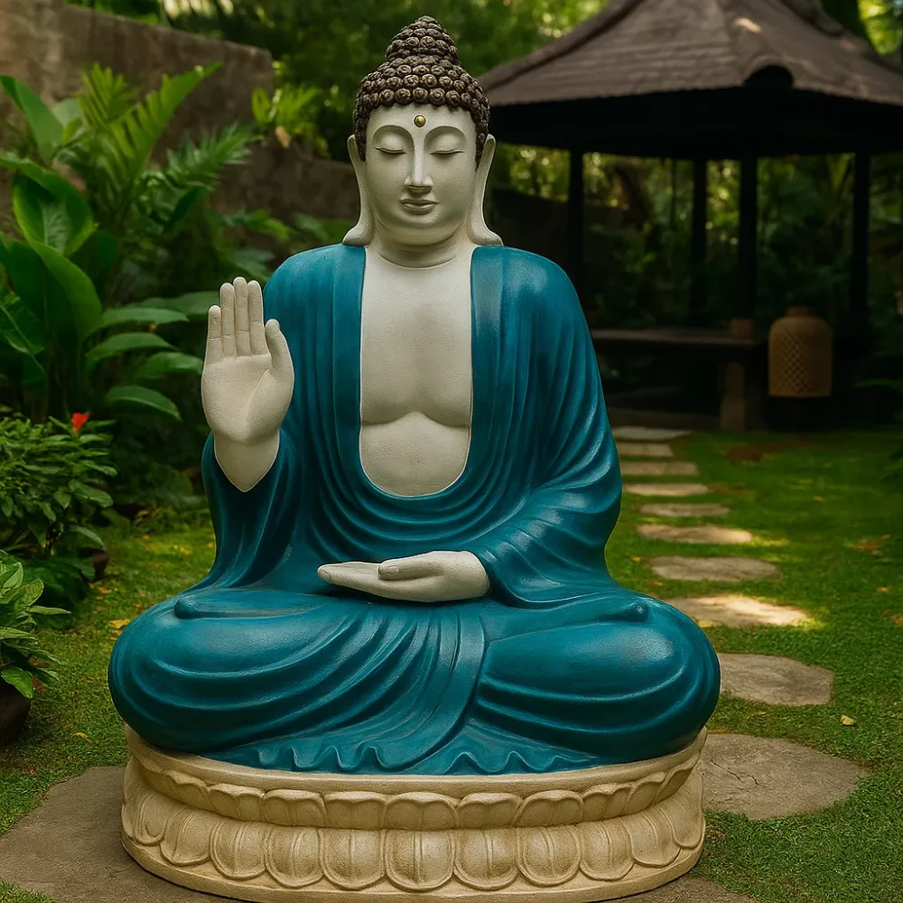 Buddha statue, thailandsk turkis og sten 0,96 m mediterende