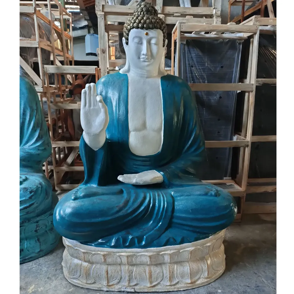 Buddha statue, thailandsk turkis og sten 0,96 m mediterende