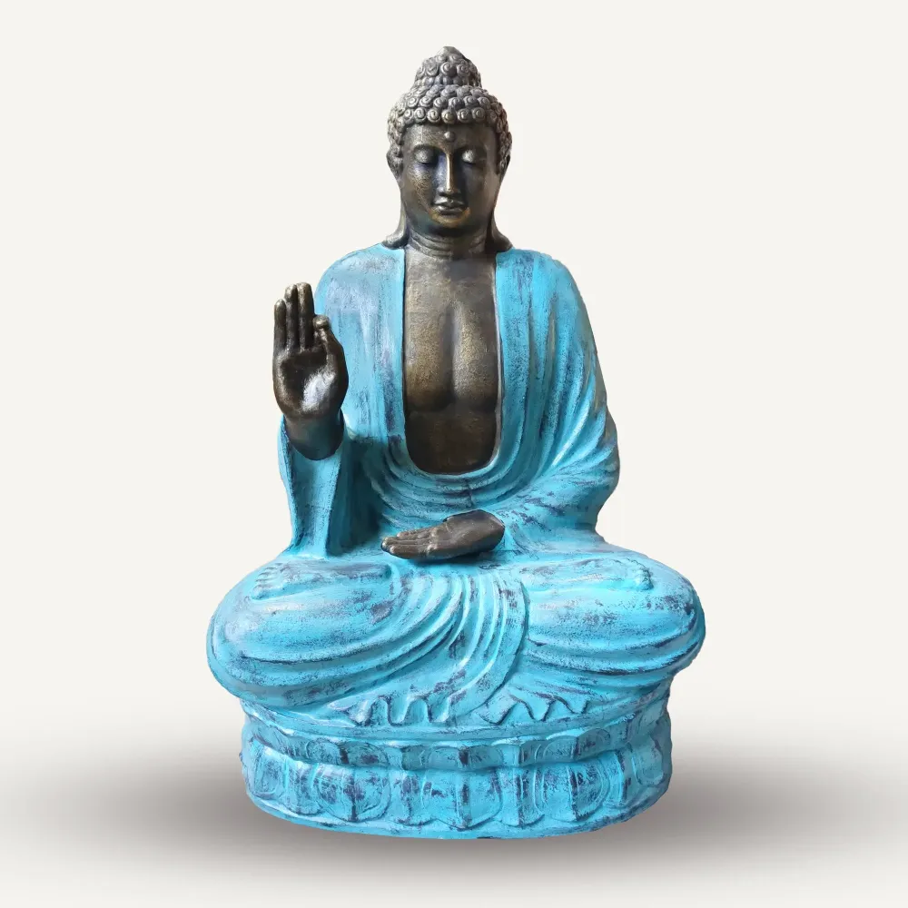 Buddha statue 2m turkis og sten undervisningsstilling