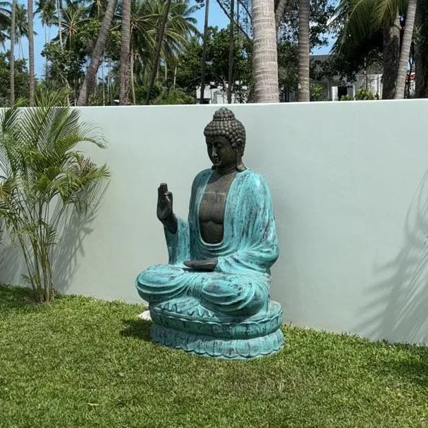 Buddha statue 2m turkis og sten undervisningsstilling