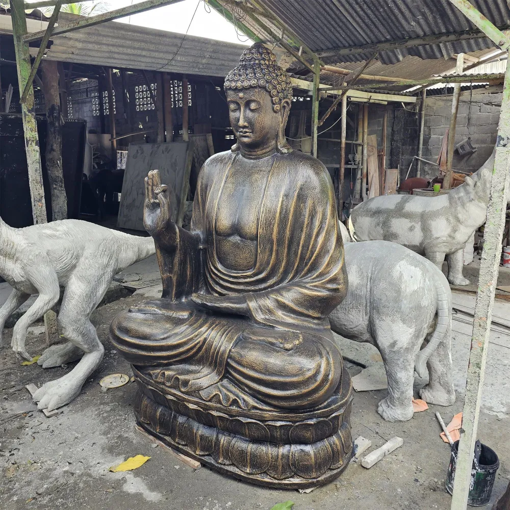Buddha-statue Undervisning Lotus 2m Antik Guld