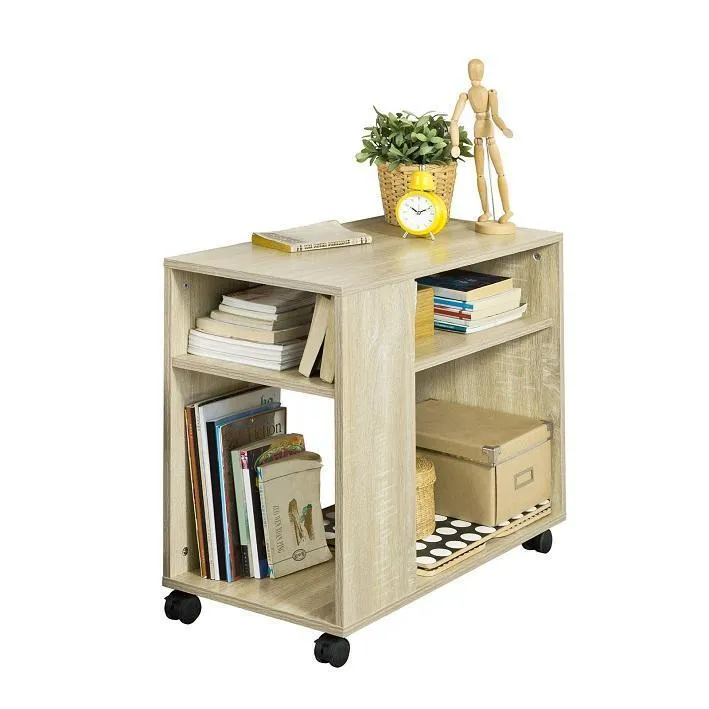 Drop-Leaf Sidebord med hjul, vivid brun