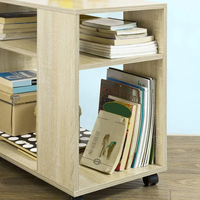 Drop-Leaf Sidebord med hjul, vivid brun