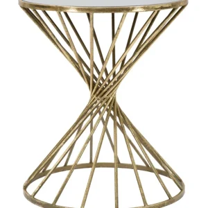 Glam bord i guldfarve, jern, mdf og glas – 42x50 cm