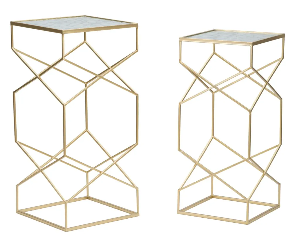 Space-Saving Glam borde i guldfarve, jern og glas
