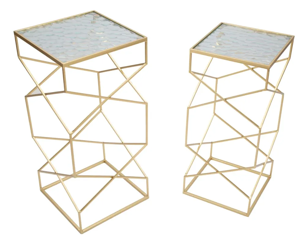 Space-Saving Glam borde i guldfarve, jern og glas