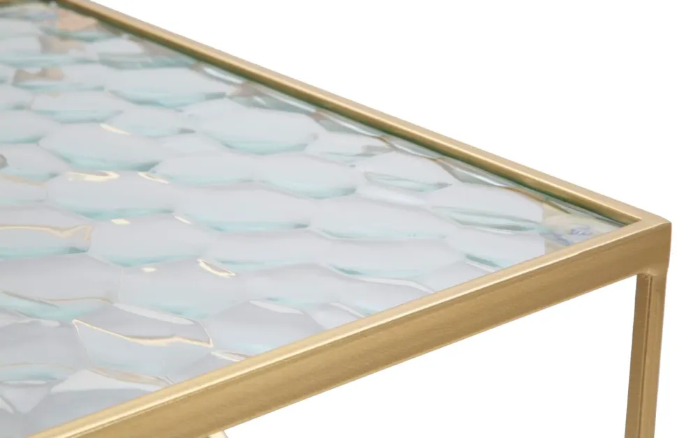 Space-Saving Glam borde i guldfarve, jern og glas