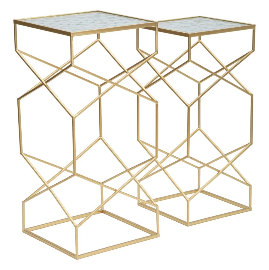 Space-Saving Glam borde i guldfarve, jern og glas