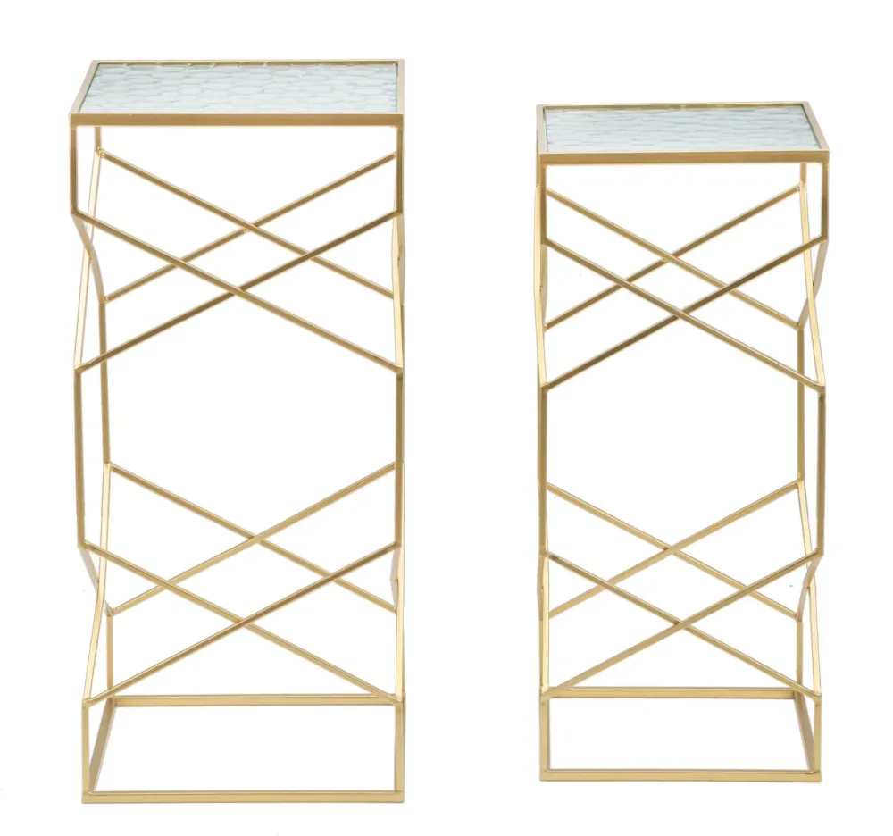 Space-Saving Glam borde i guldfarve, jern og glas