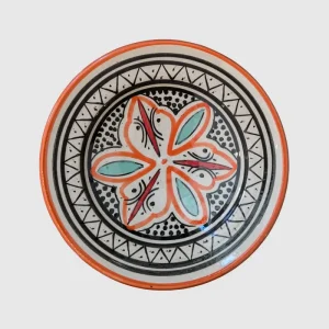 Handmade kagetallerken fra Marokko - orange/sort