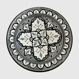 Handmade serveringsfad fra Marokko - 42 cm sort