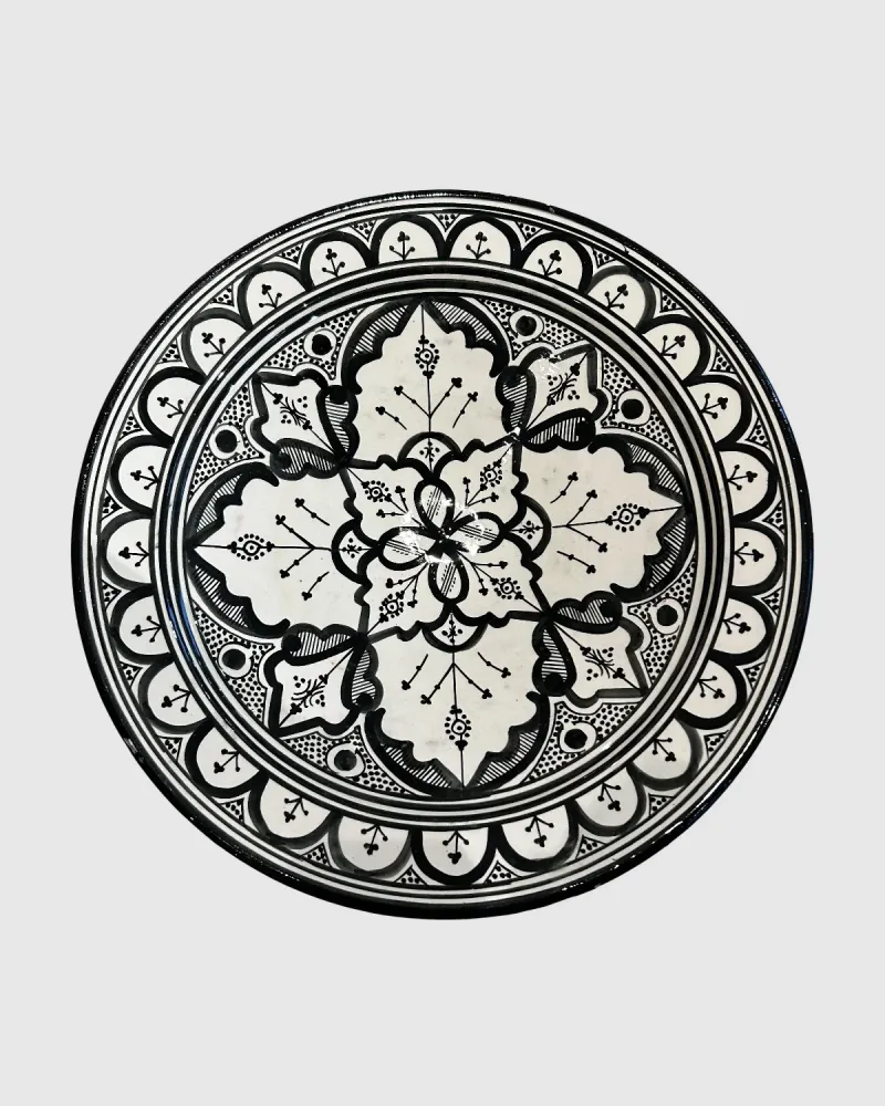 Handmade serveringsfad fra Marokko - 42 cm sort