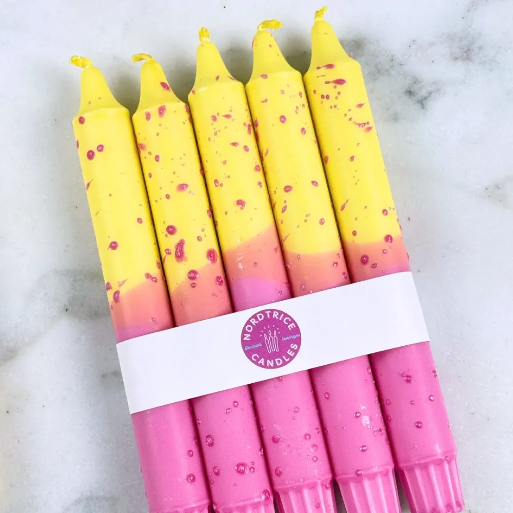 Lys Gul & Pink Konfetti 5 stk.